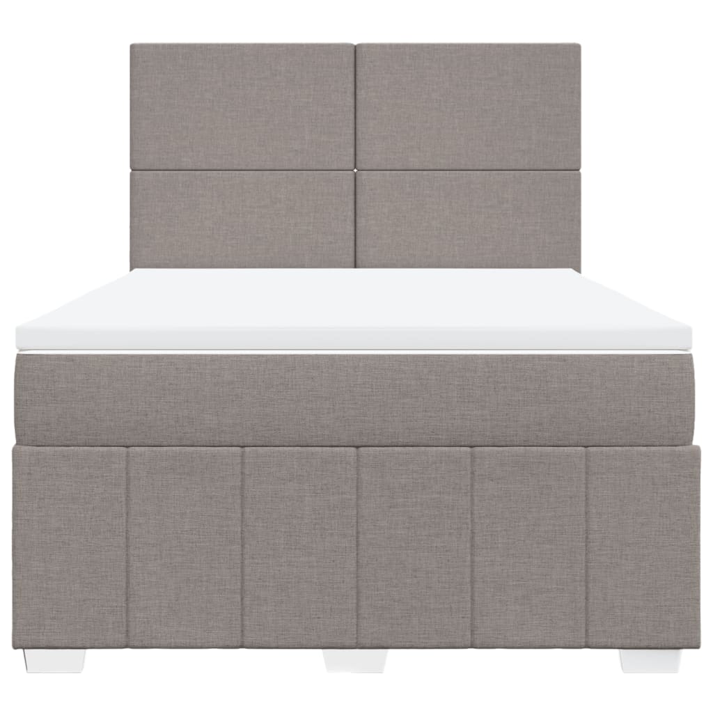 vidaXL Κρεβάτι Boxspring με Στρώμα Taupe 140x190 εκ. Υφασμάτινο