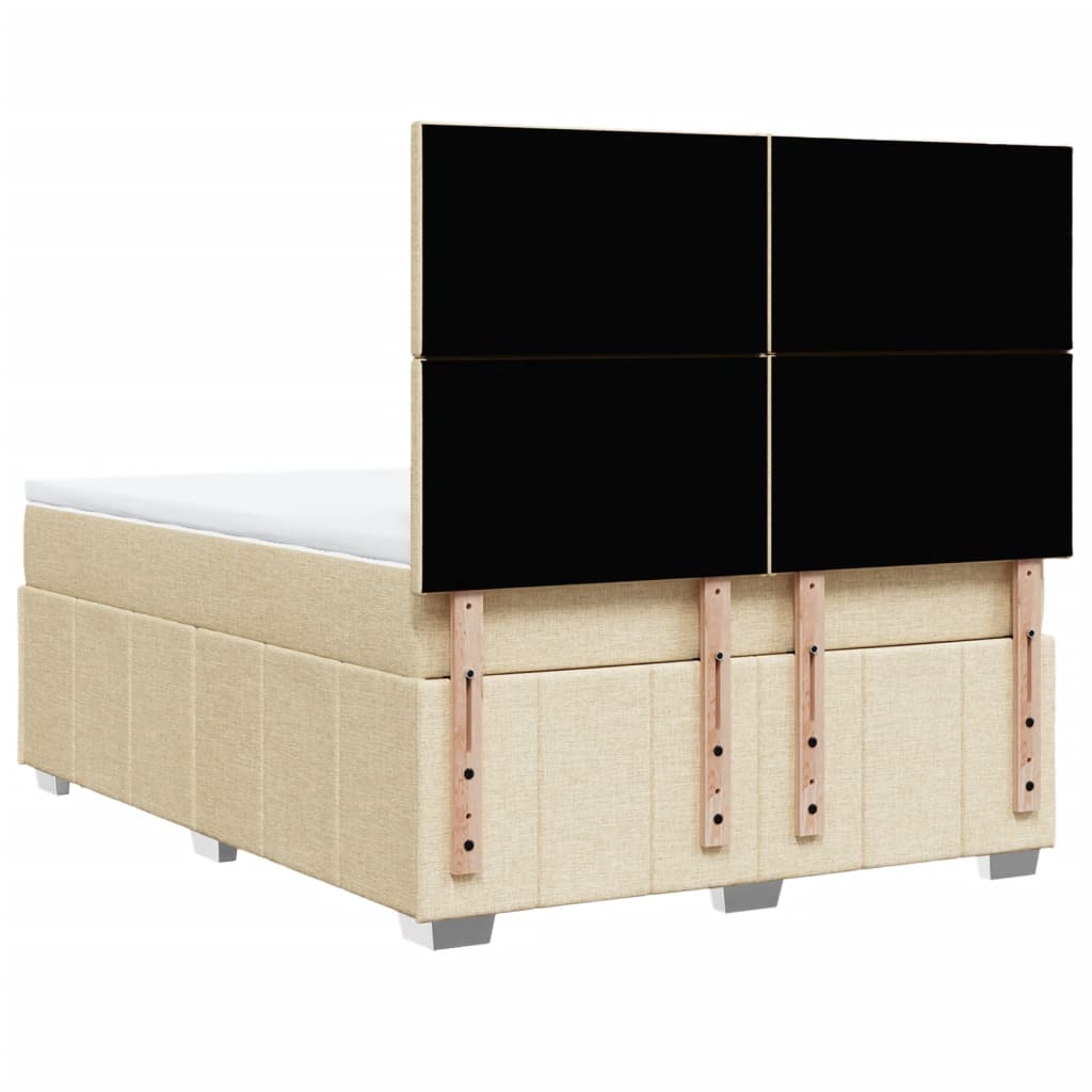 vidaXL Κρεβάτι Boxspring με Στρώμα Κρεμ 140x190 εκ. Υφασμάτινο