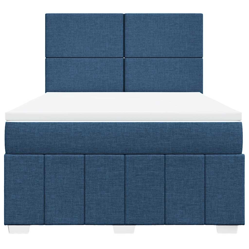 vidaXL Κρεβάτι Boxspring με Στρώμα Μπλε 140x190 εκ. Υφασμάτινο