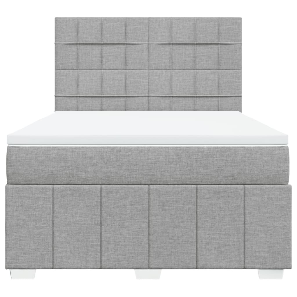 vidaXL Κρεβάτι Boxspring με Στρώμα Ανοιχτό Γκρι 140x190 εκ. Υφασμάτινο