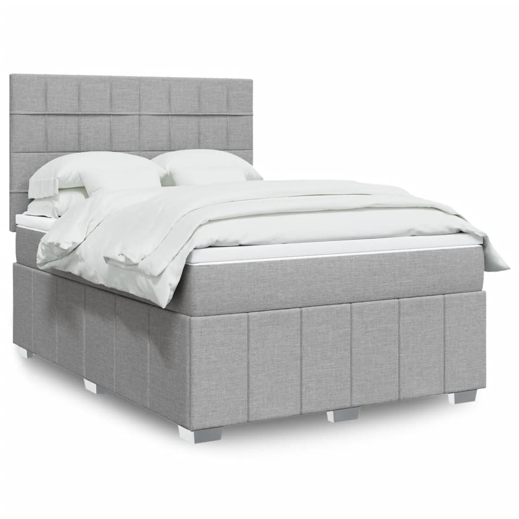 vidaXL Κρεβάτι Boxspring με Στρώμα Ανοιχτό Γκρι 140x190 εκ. Υφασμάτινο