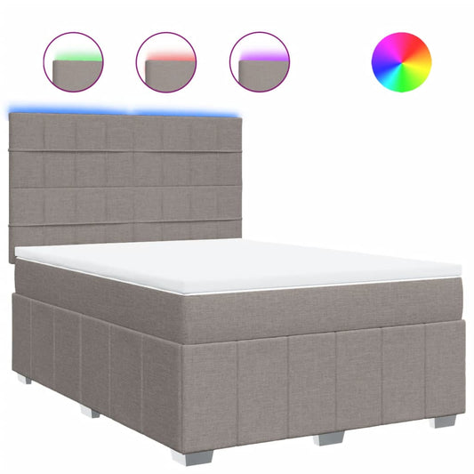 vidaXL Κρεβάτι Boxspring με Στρώμα Taupe 140x190 εκ. Υφασμάτινο