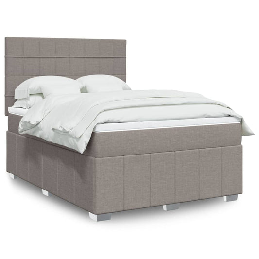 vidaXL Κρεβάτι Boxspring με Στρώμα Taupe 140x190 εκ. Υφασμάτινο