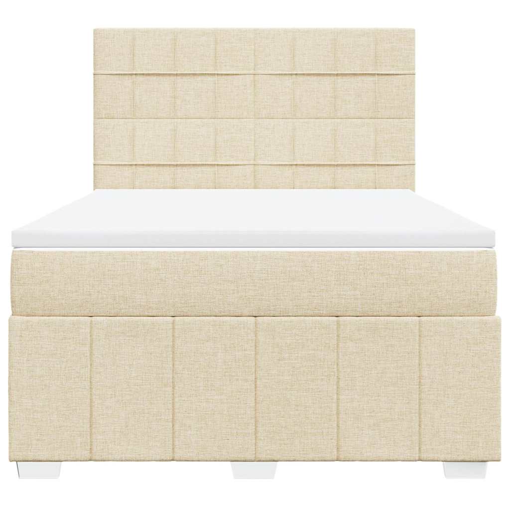 vidaXL Κρεβάτι Boxspring με Στρώμα Κρεμ 140x190 εκ. Υφασμάτινο