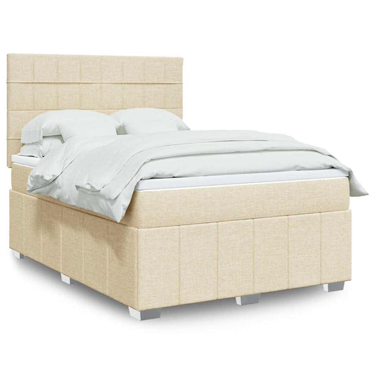 vidaXL Κρεβάτι Boxspring με Στρώμα Κρεμ 140x190 εκ. Υφασμάτινο