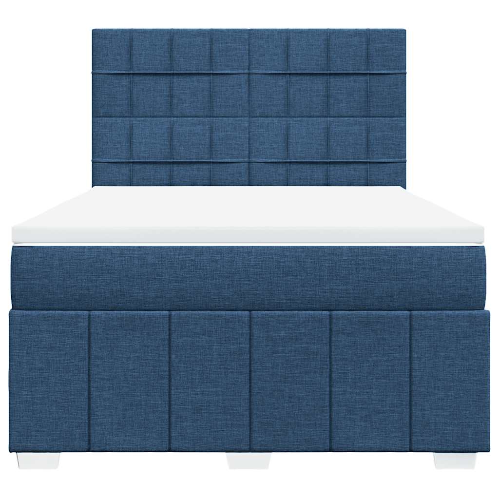 vidaXL Κρεβάτι Boxspring με Στρώμα Μπλε 140x190 εκ. Υφασμάτινο