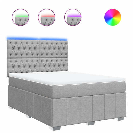 vidaXL Κρεβάτι Boxspring με Στρώμα Ανοιχτό Γκρι 140x190 εκ. Υφασμάτινο