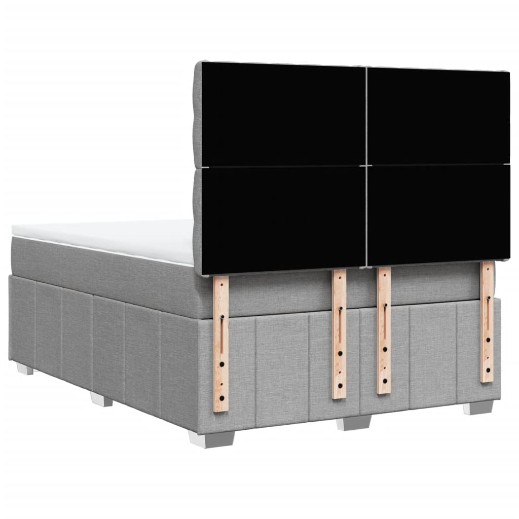 vidaXL Κρεβάτι Boxspring με Στρώμα Ανοιχτό Γκρι 140x190 εκ. Υφασμάτινο