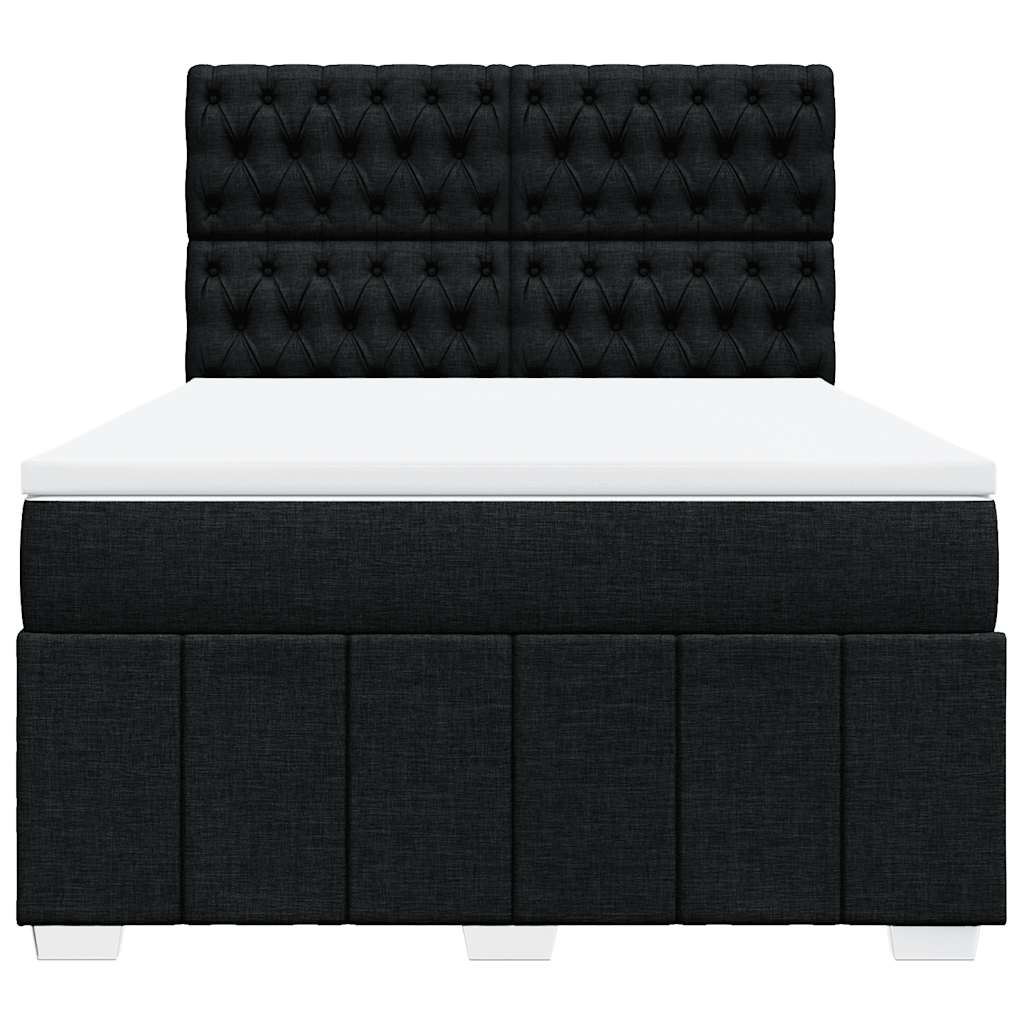 vidaXL Κρεβάτι Boxspring με Στρώμα Μαύρο 140x190 εκ. Υφασμάτινο