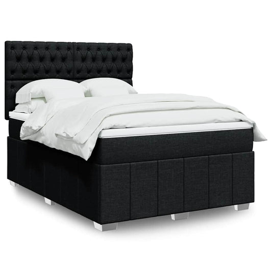vidaXL Κρεβάτι Boxspring με Στρώμα Μαύρο 140x190 εκ. Υφασμάτινο