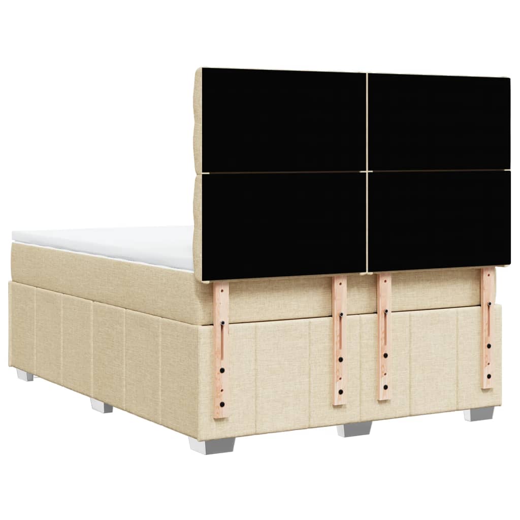 vidaXL Κρεβάτι Boxspring με Στρώμα Κρεμ 140x190 εκ. Υφασμάτινο