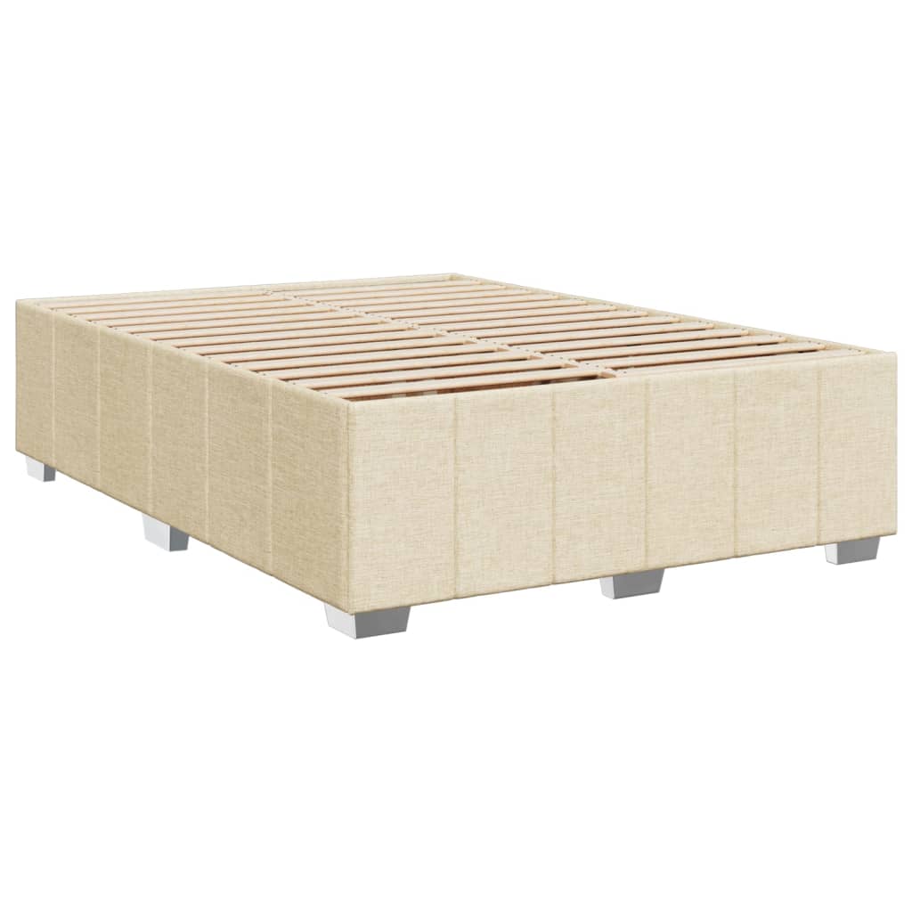 vidaXL Κρεβάτι Boxspring με Στρώμα Κρεμ 140x190 εκ. Υφασμάτινο