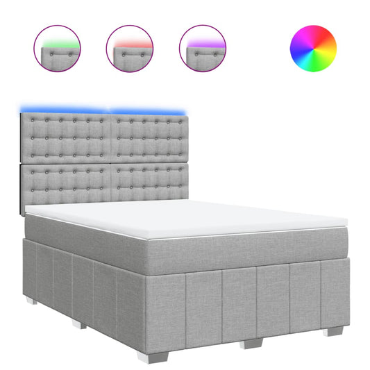 vidaXL Κρεβάτι Boxspring με Στρώμα Ανοιχτό Γκρι 140x190 εκ. Υφασμάτινο