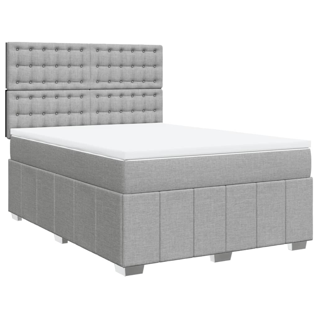 vidaXL Κρεβάτι Boxspring με Στρώμα Ανοιχτό Γκρι 140x190 εκ. Υφασμάτινο