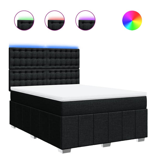 vidaXL Κρεβάτι Boxspring με Στρώμα Μαύρο 140x190 εκ. Υφασμάτινο