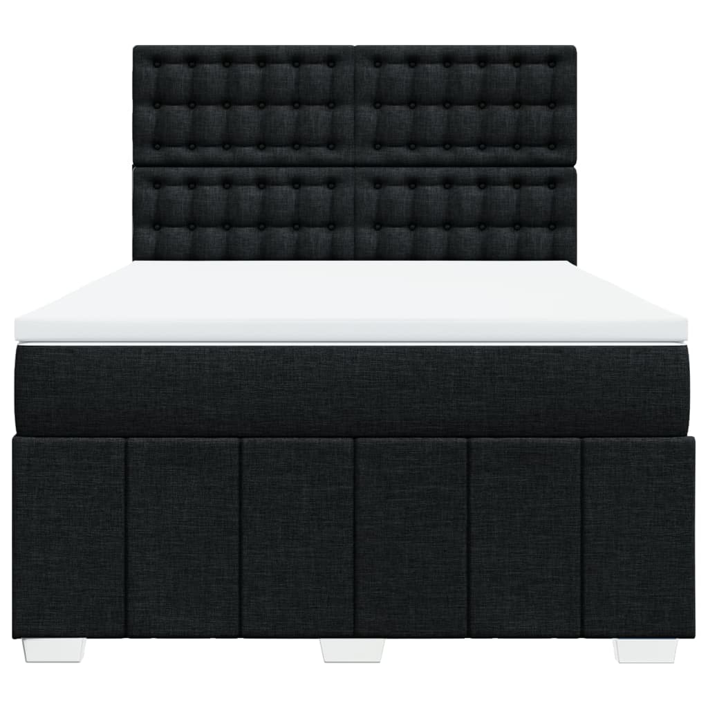 vidaXL Κρεβάτι Boxspring με Στρώμα Μαύρο 140x190 εκ. Υφασμάτινο