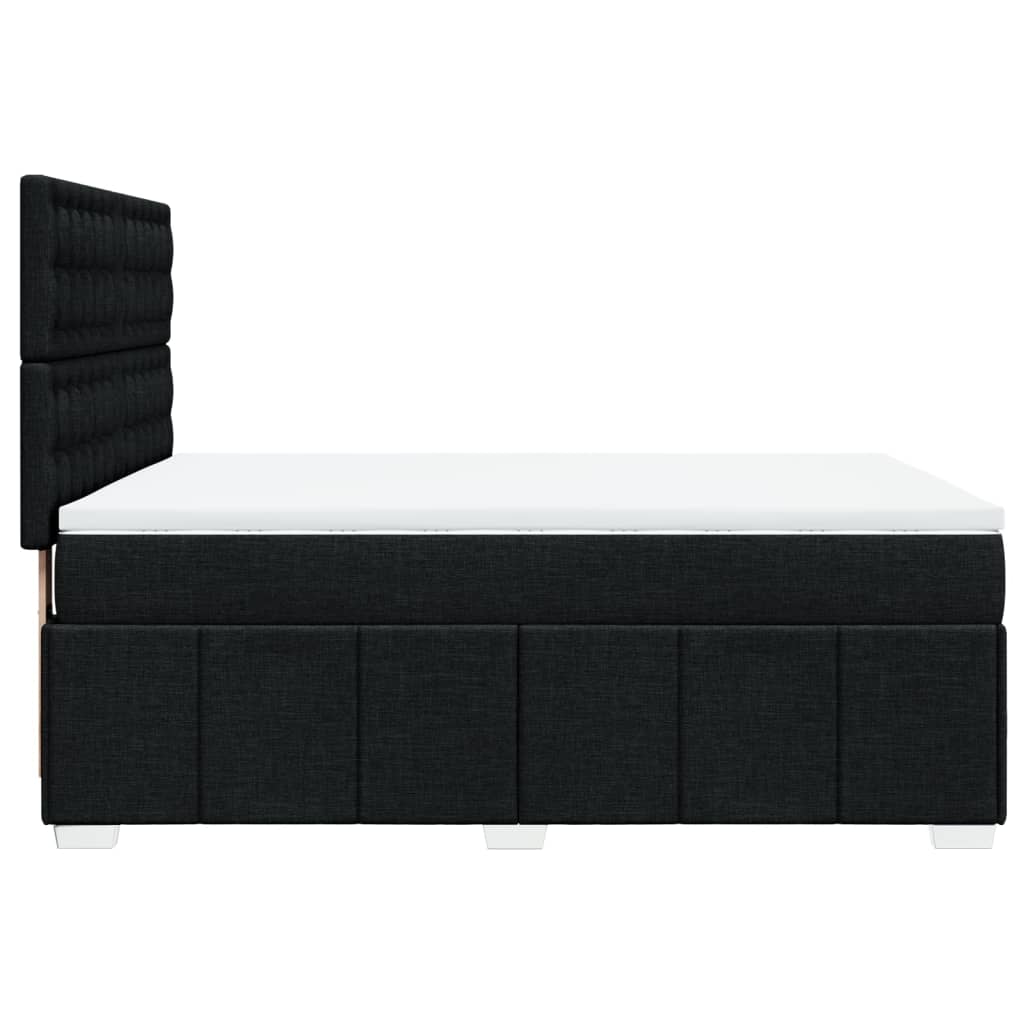 vidaXL Κρεβάτι Boxspring με Στρώμα Μαύρο 140x190 εκ. Υφασμάτινο