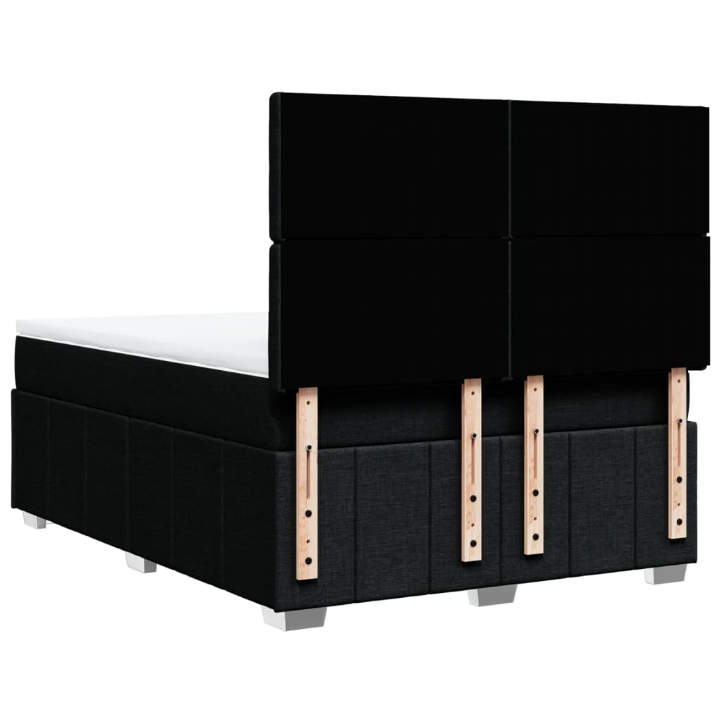 vidaXL Κρεβάτι Boxspring με Στρώμα Μαύρο 140x190 εκ. Υφασμάτινο