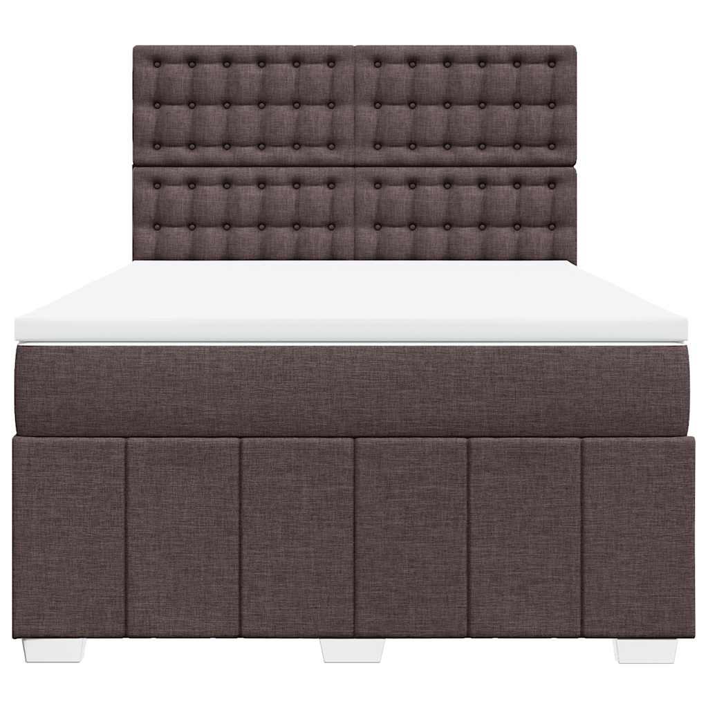 vidaXL Κρεβάτι Boxspring με Στρώμα Σκούρο Καφέ 140x190 εκ. Υφασμάτινο