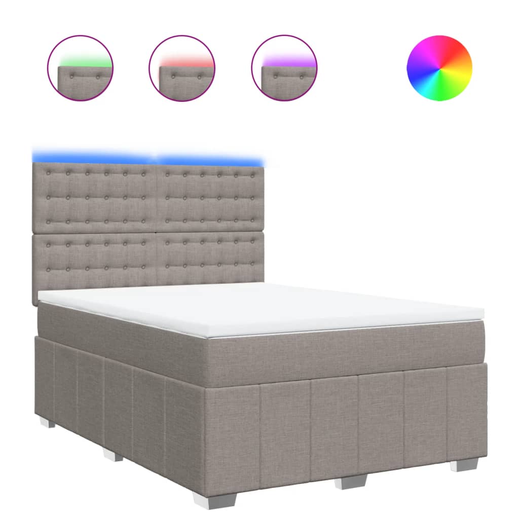 vidaXL Κρεβάτι Boxspring με Στρώμα Taupe 140x190 εκ. Υφασμάτινο
