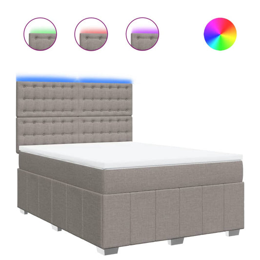 vidaXL Κρεβάτι Boxspring με Στρώμα Taupe 140x190 εκ. Υφασμάτινο