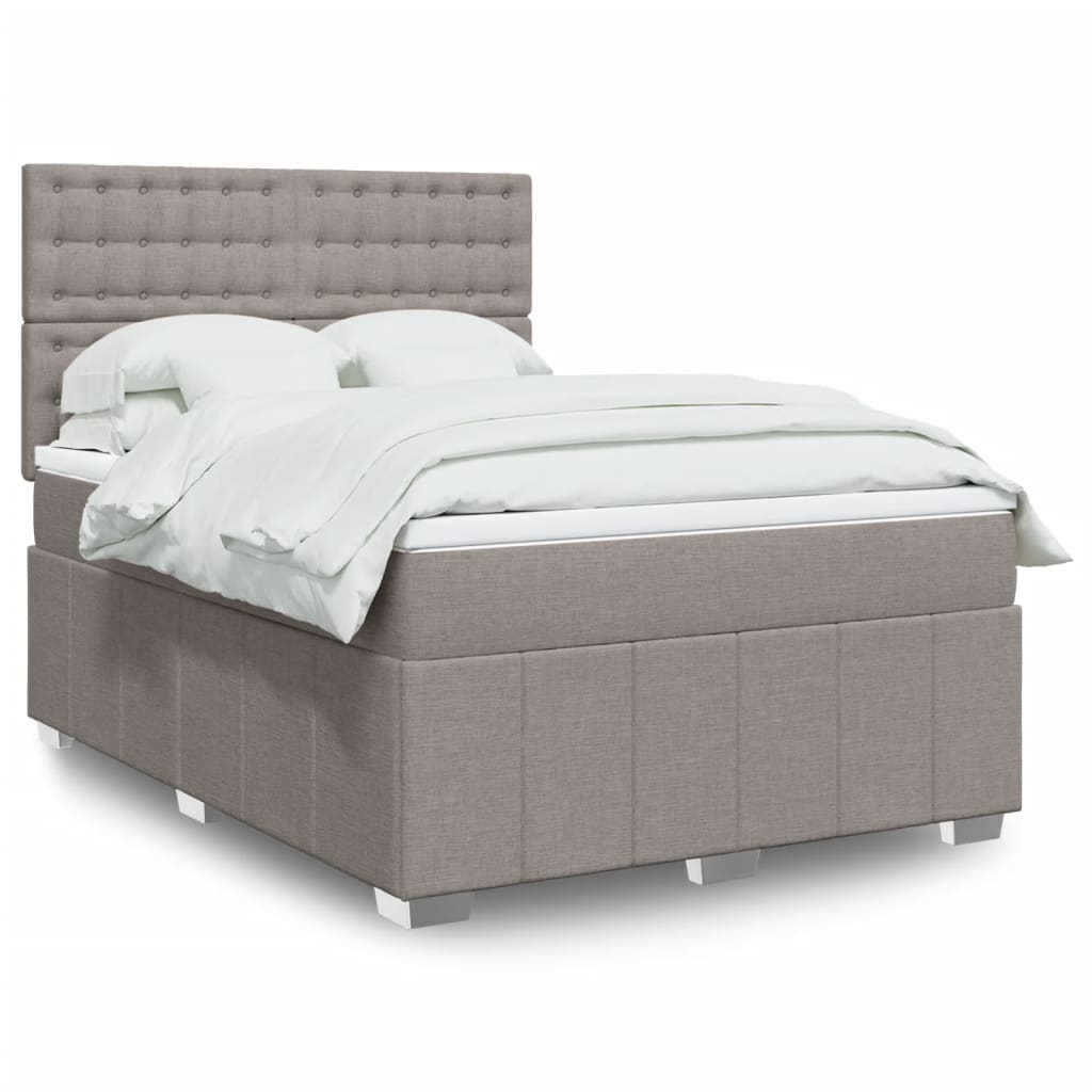 vidaXL Κρεβάτι Boxspring με Στρώμα Taupe 140x190 εκ. Υφασμάτινο