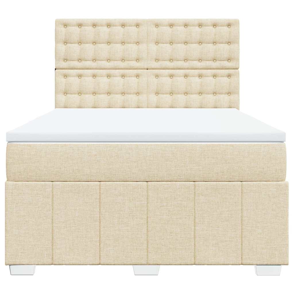 vidaXL Κρεβάτι Boxspring με Στρώμα Κρεμ 140x190 εκ. Υφασμάτινο