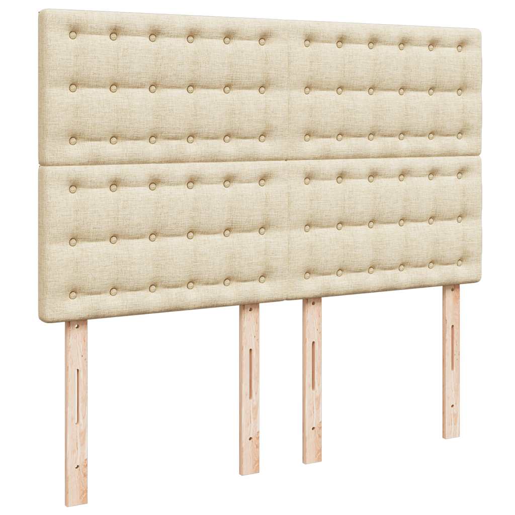 vidaXL Κρεβάτι Boxspring με Στρώμα Κρεμ 140x190 εκ. Υφασμάτινο
