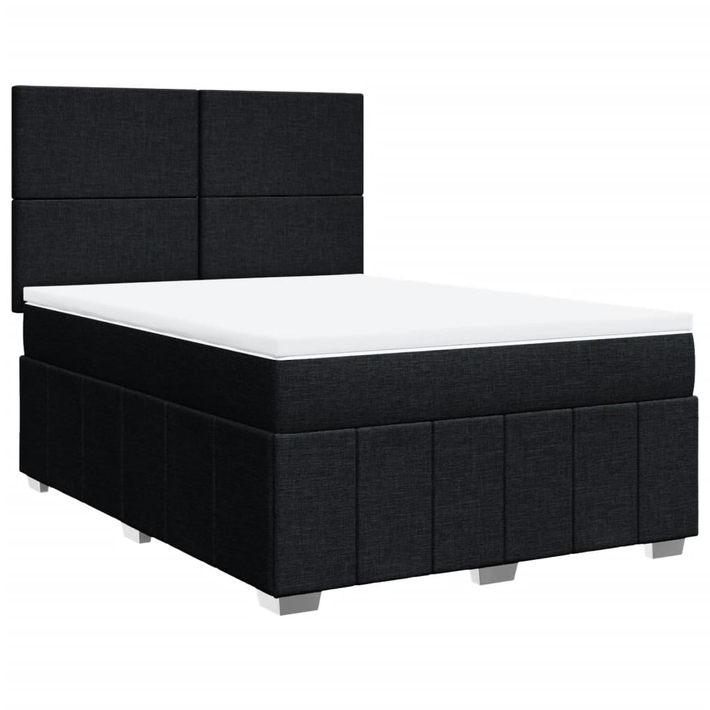 vidaXL Κρεβάτι Boxspring με Στρώμα Μαύρο 140x200 εκ. Υφασμάτινο
