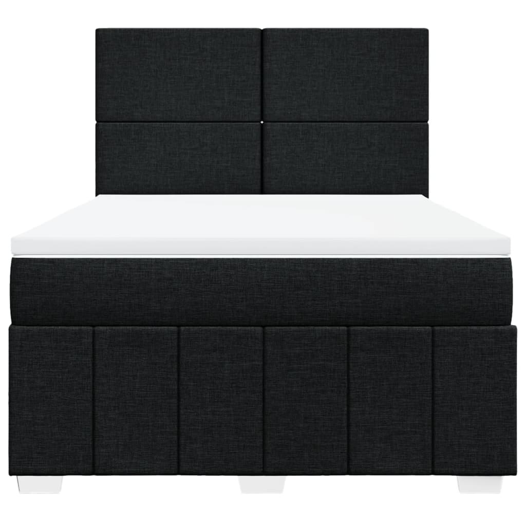 vidaXL Κρεβάτι Boxspring με Στρώμα Μαύρο 140x200 εκ. Υφασμάτινο