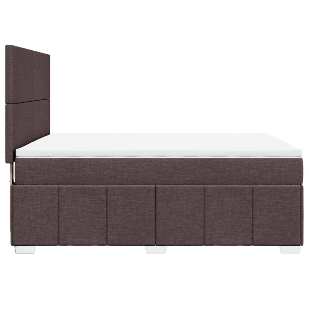 vidaXL Κρεβάτι Boxspring με Στρώμα Σκούρο Καφέ 140x200 εκ Υφασμάτινο