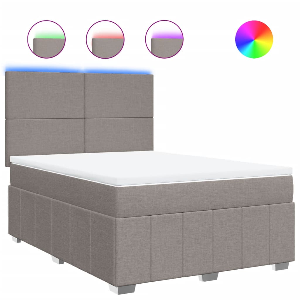vidaXL Κρεβάτι Boxspring με Στρώμα Taupe 140x200 εκ. Υφασμάτινο