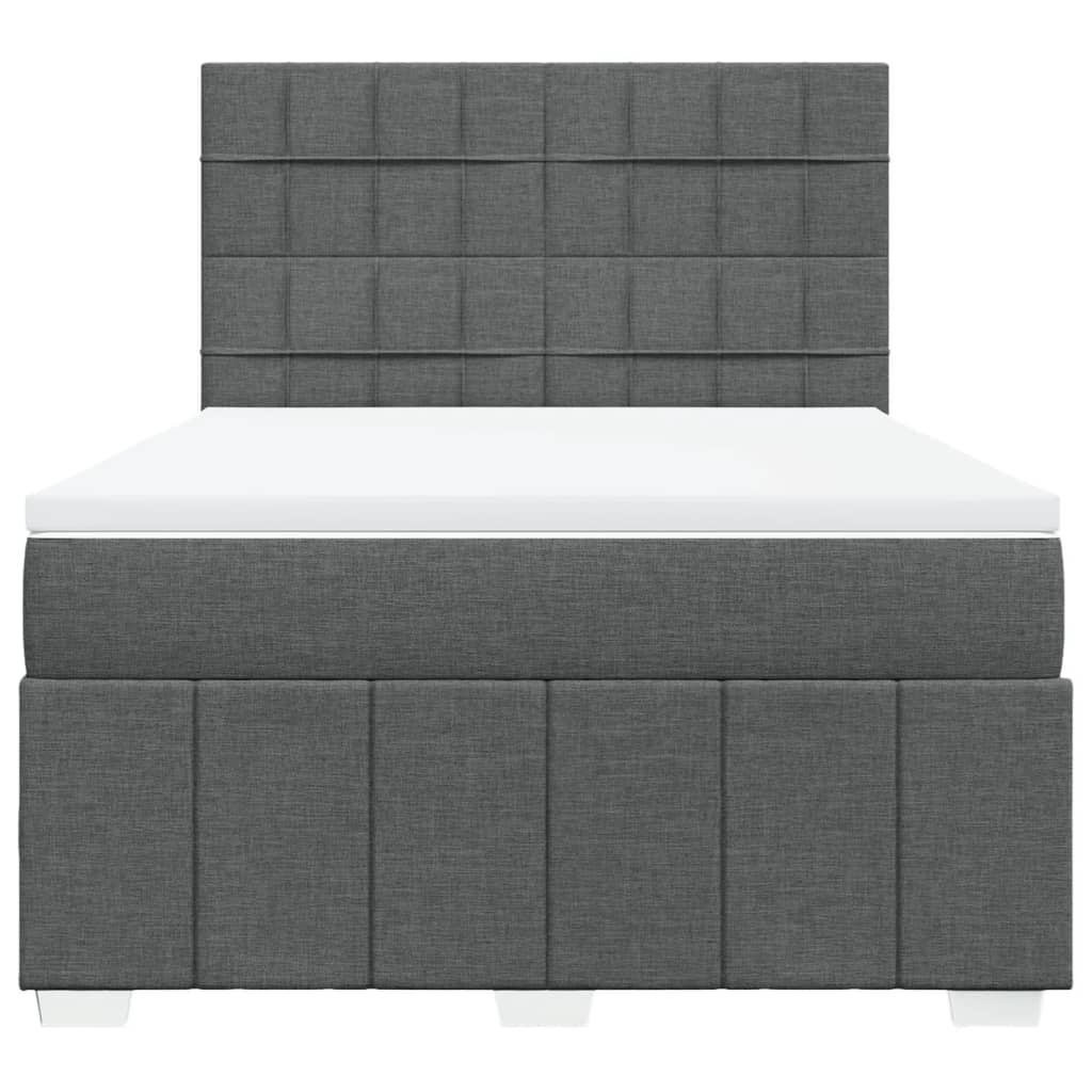 vidaXL Κρεβάτι Boxspring με Στρώμα Σκούρο Γκρι 140x200 εκ Υφασμάτινο