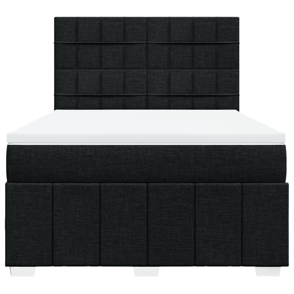 vidaXL Κρεβάτι Boxspring με Στρώμα Μαύρο 140x200 εκ. Υφασμάτινο