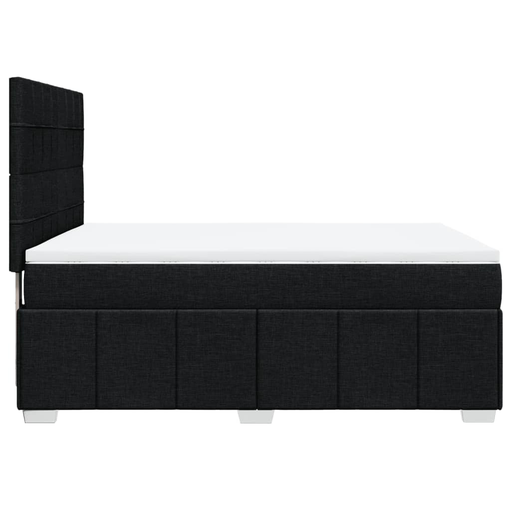 vidaXL Κρεβάτι Boxspring με Στρώμα Μαύρο 140x200 εκ. Υφασμάτινο