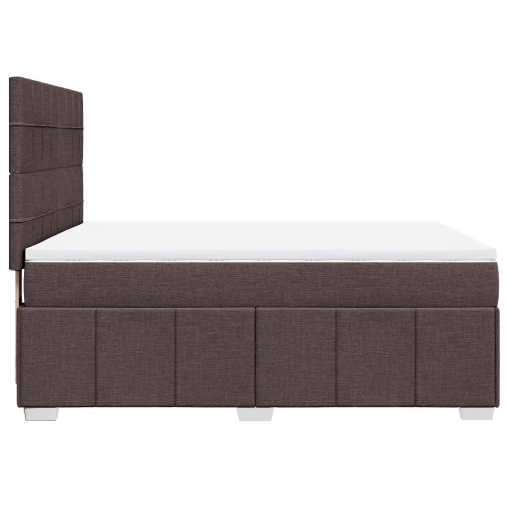 vidaXL Κρεβάτι Boxspring με Στρώμα Σκούρο Καφέ 140x200 εκ Υφασμάτινο