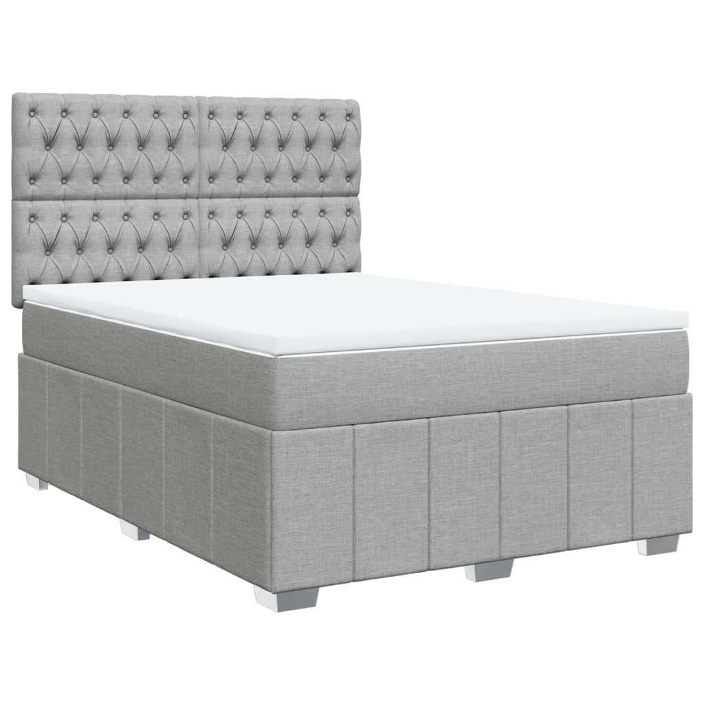 vidaXL Κρεβάτι Boxspring με Στρώμα Ανοιχτό Γκρι 140x200 εκ. Υφασμάτινο