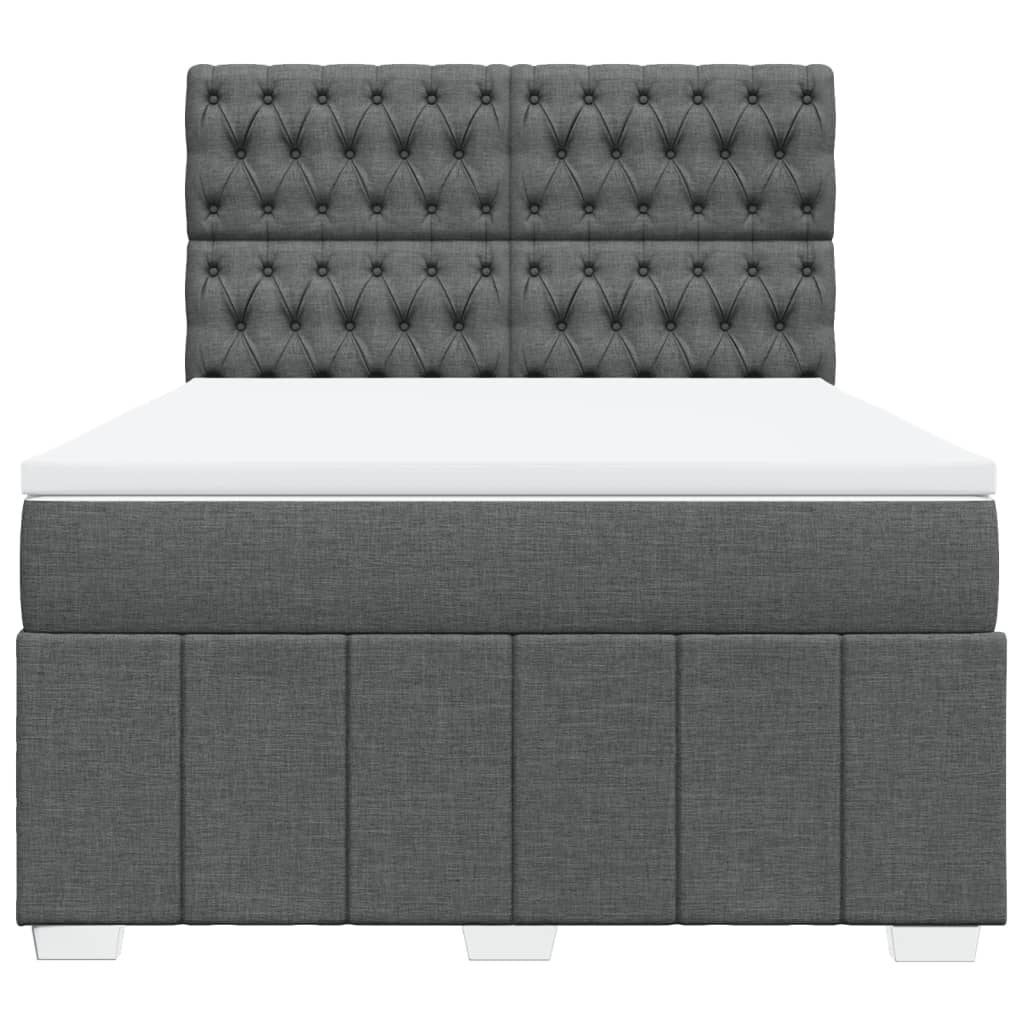 vidaXL Κρεβάτι Boxspring με Στρώμα Σκούρο Γκρι 140x200 εκ Υφασμάτινο