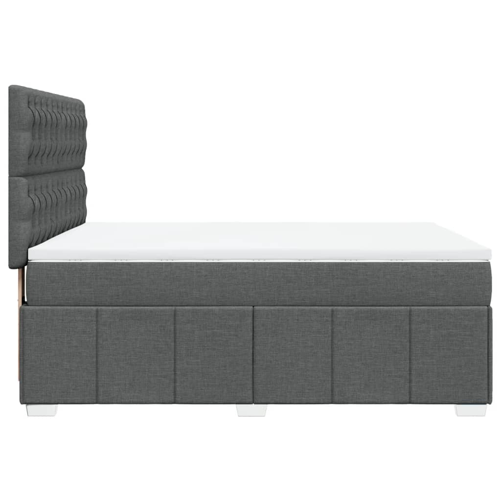 vidaXL Κρεβάτι Boxspring με Στρώμα Σκούρο Γκρι 140x200 εκ Υφασμάτινο