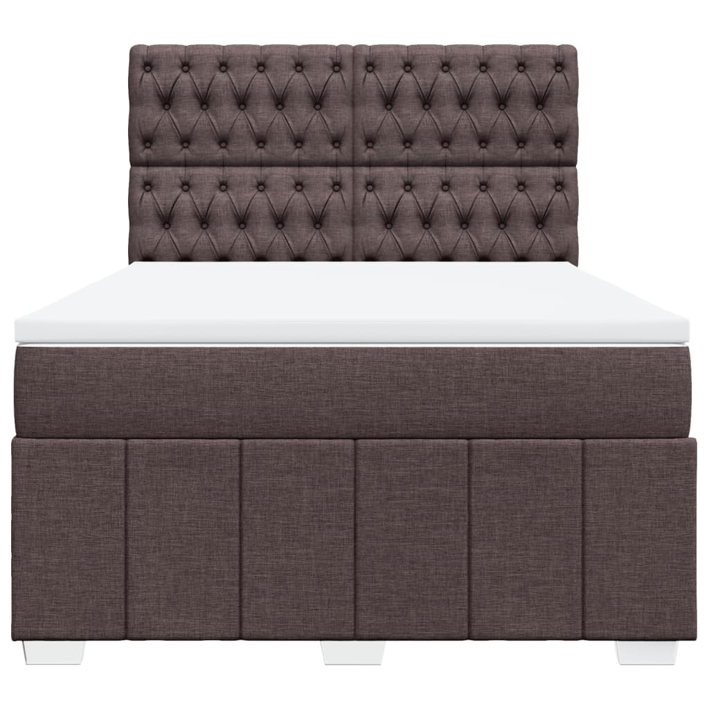 vidaXL Κρεβάτι Boxspring με Στρώμα Σκούρο Καφέ 140x200 εκ Υφασμάτινο