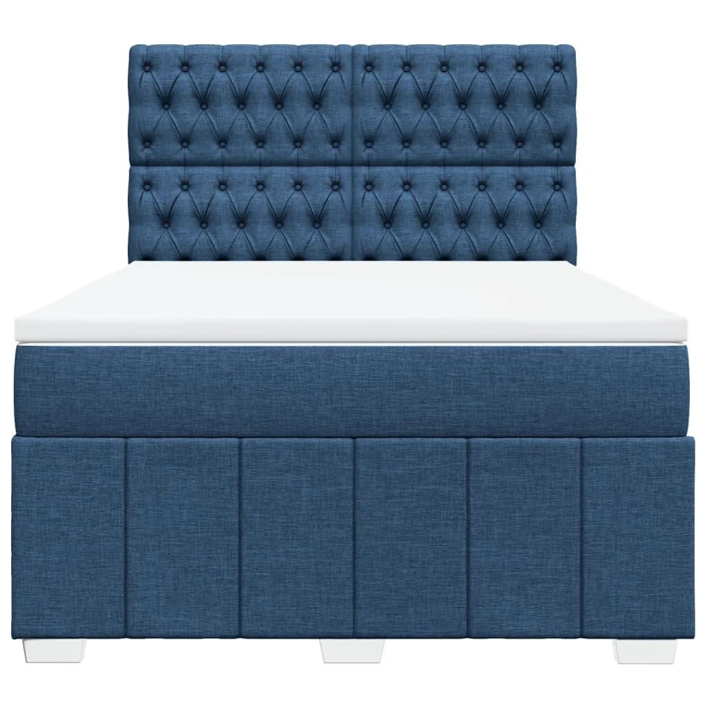 vidaXL Κρεβάτι Boxspring με Στρώμα Μπλε 140x200 εκ. Υφασμάτινο