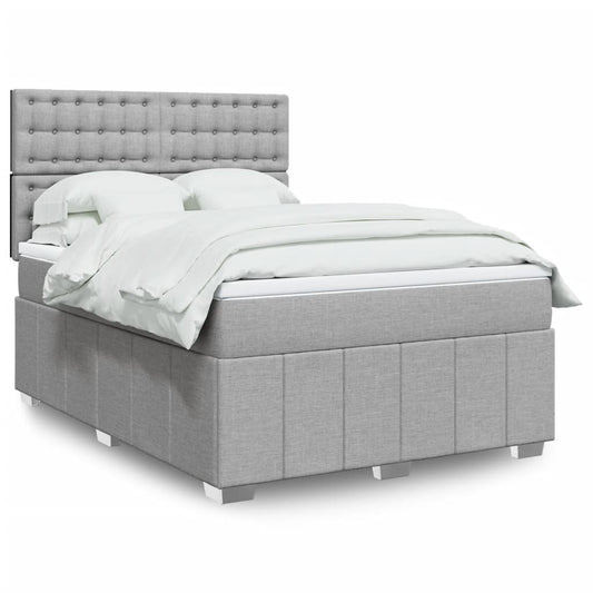 vidaXL Κρεβάτι Boxspring με Στρώμα Ανοιχτό Γκρι 140x200 εκ. Υφασμάτινο