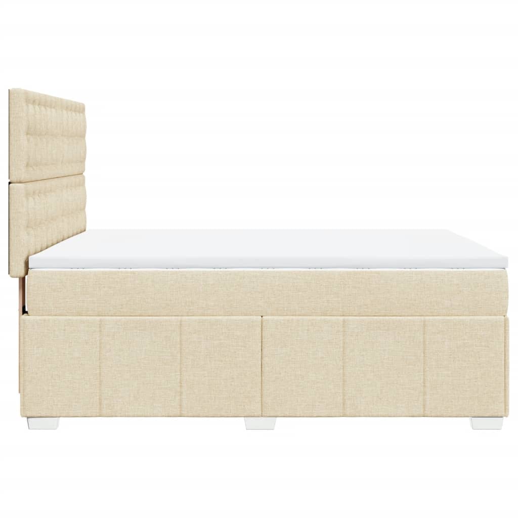 vidaXL Κρεβάτι Boxspring με Στρώμα Κρεμ 140x200 εκ. Υφασμάτινο