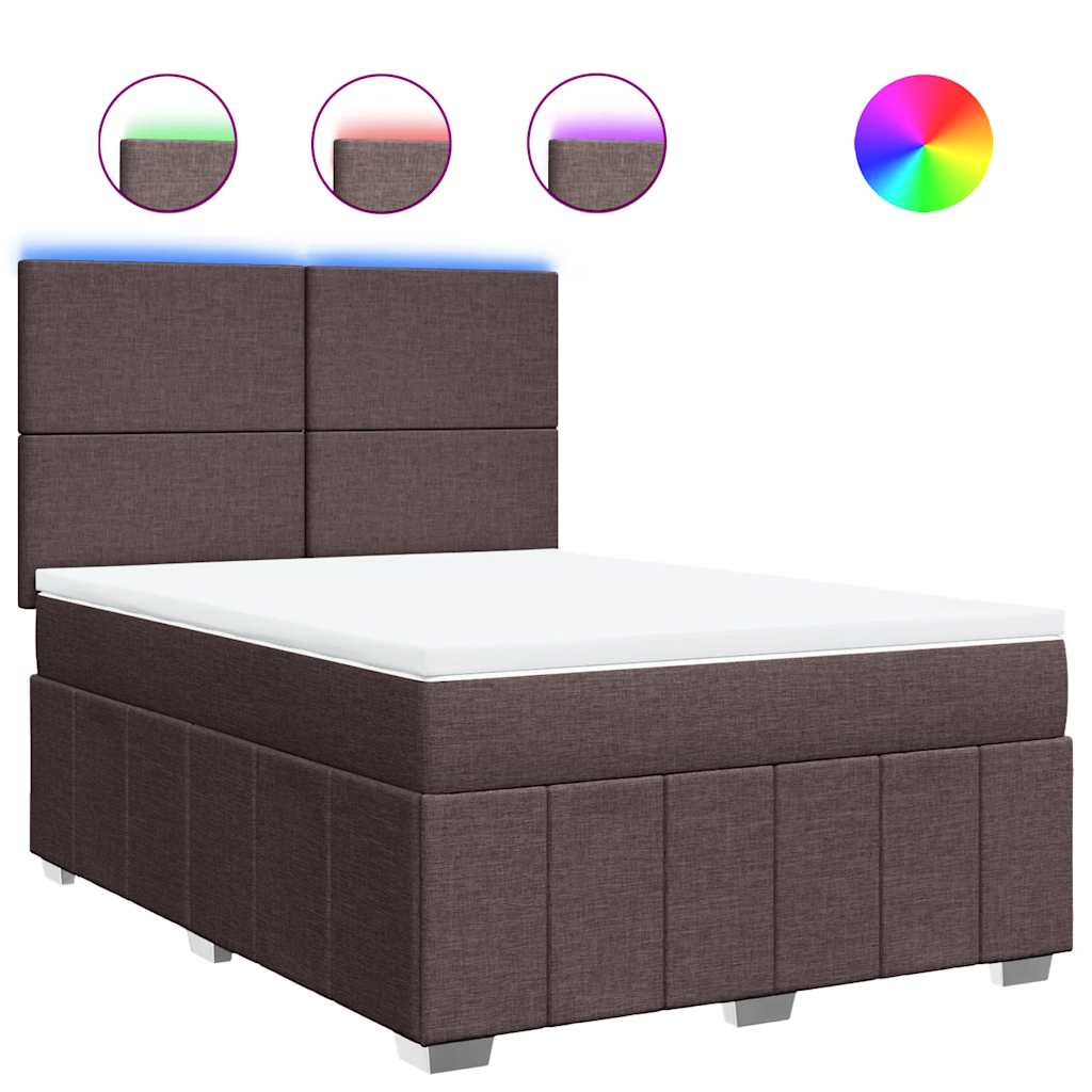 vidaXL Κρεβάτι Boxspring με Στρώμα Σκούρο Καφέ 160x200 εκ Υφασμάτινο