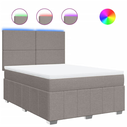 vidaXL Κρεβάτι Boxspring με Στρώμα Taupe 160x200 εκ. Υφασμάτινο