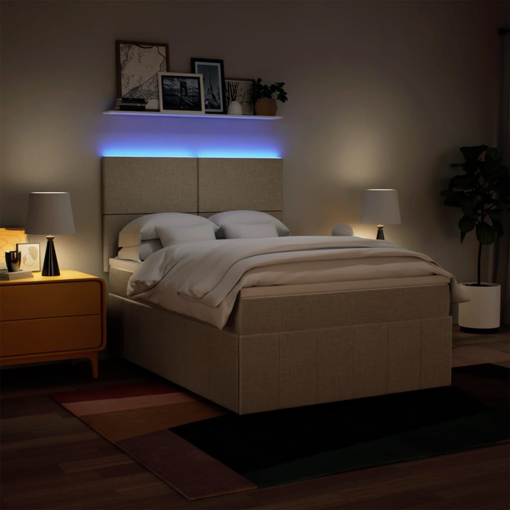 vidaXL Κρεβάτι Boxspring με Στρώμα Κρεμ 160x200 εκ. Υφασμάτινο