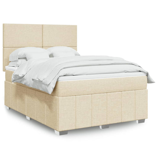 vidaXL Κρεβάτι Boxspring με Στρώμα Κρεμ 160x200 εκ. Υφασμάτινο