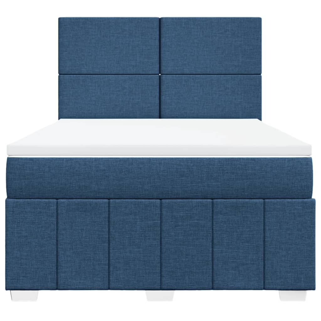 vidaXL Κρεβάτι Boxspring με Στρώμα Μπλε 160x200 εκ. Υφασμάτινο