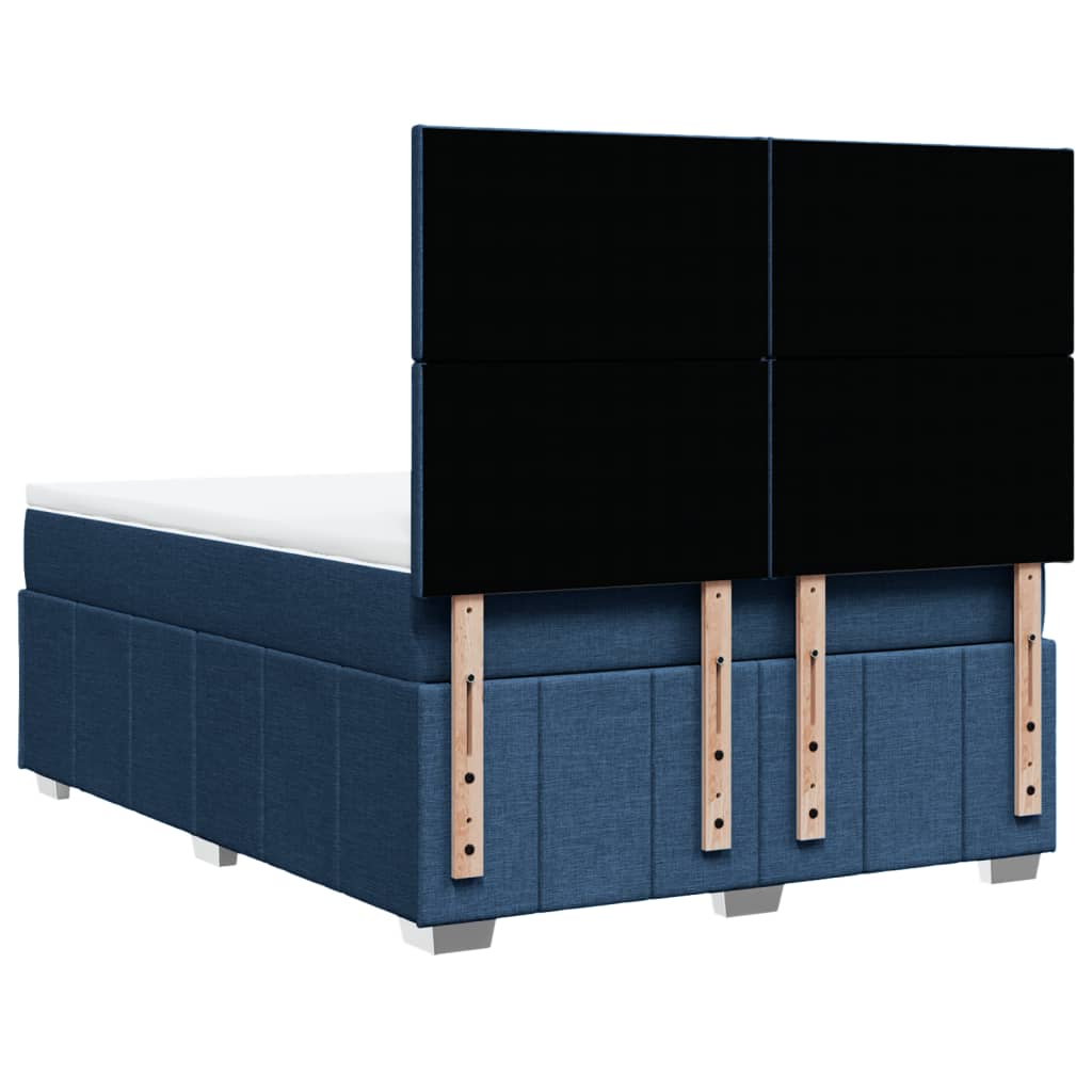 vidaXL Κρεβάτι Boxspring με Στρώμα Μπλε 160x200 εκ. Υφασμάτινο