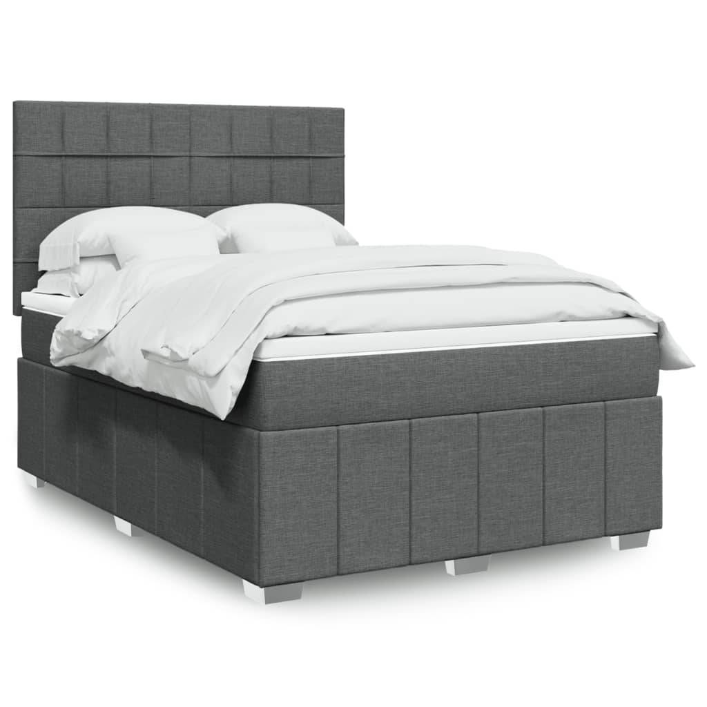 vidaXL Κρεβάτι Boxspring με Στρώμα Σκούρο Γκρι 160x200 εκ Υφασμάτινο